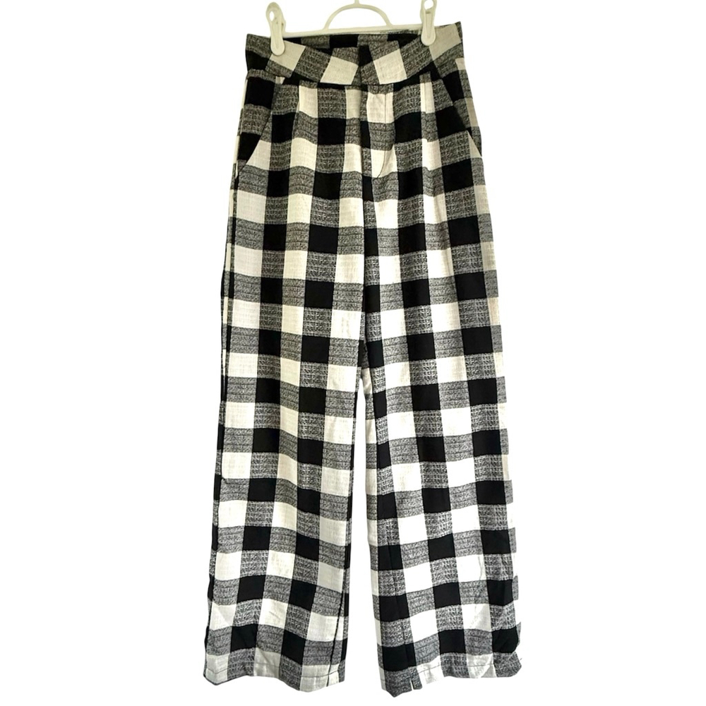 ÉSS THE LABEL Gingham Wide Leg Pants - US 6